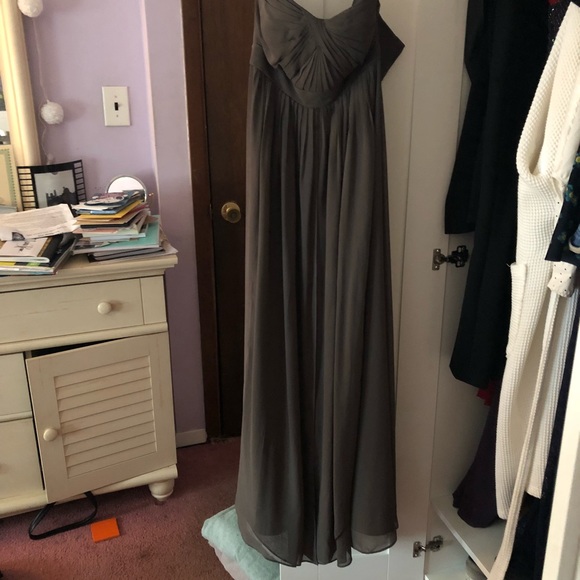 Jenny Yoo Aiden Chiffon Gown Charcoal - Picture 2 of 3